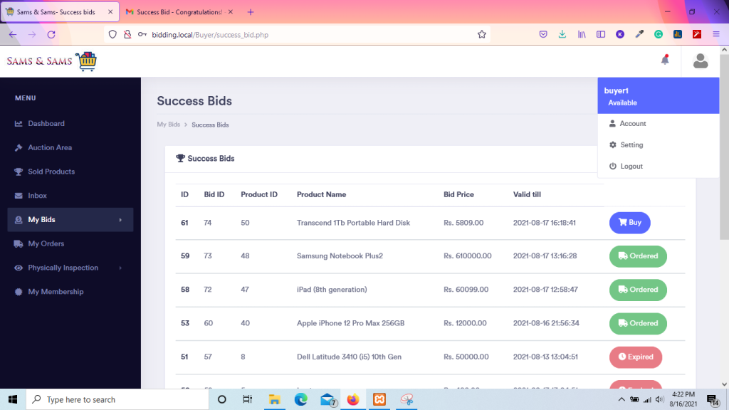 online auction system php mysql 11