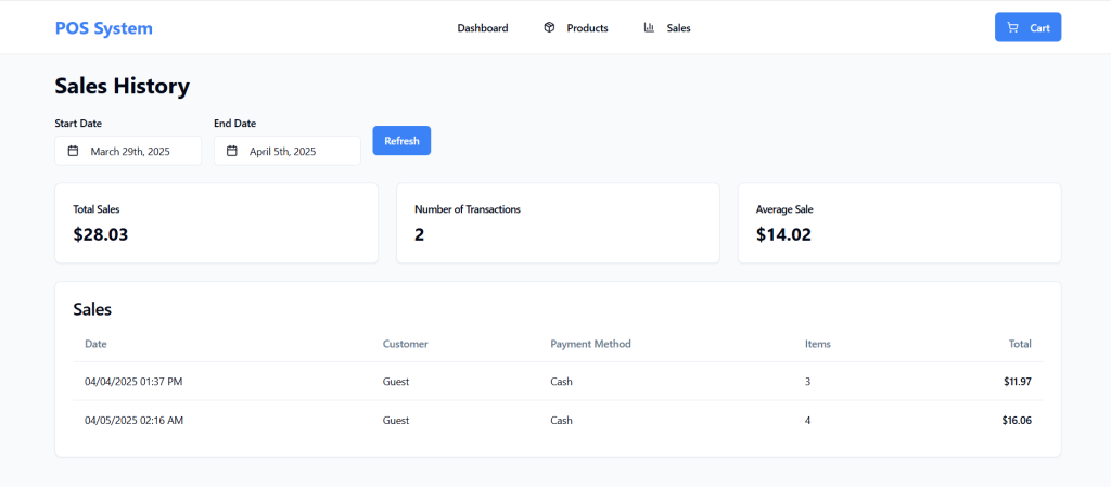 POS system react vite and typescript 5
